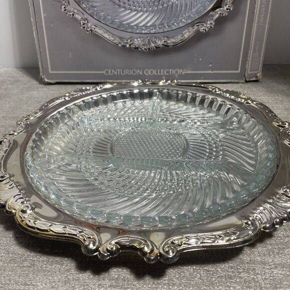 Centurion Collection Silver plated Relish With Four Part Glass Liner Vintage - Picture 3 of 9